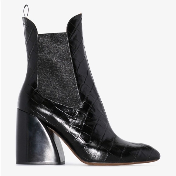 Chloe croc embossed ankle boots - Picture 2 of 6